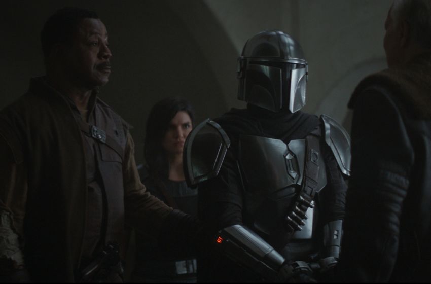 Carl Weathers is Greeg Carga, Gina Carano is Cara Dune, Pedro Pascal is the Mandalorian and Werner Herzog is the Client in THE MANDALORIAN, exclusively on Disney+