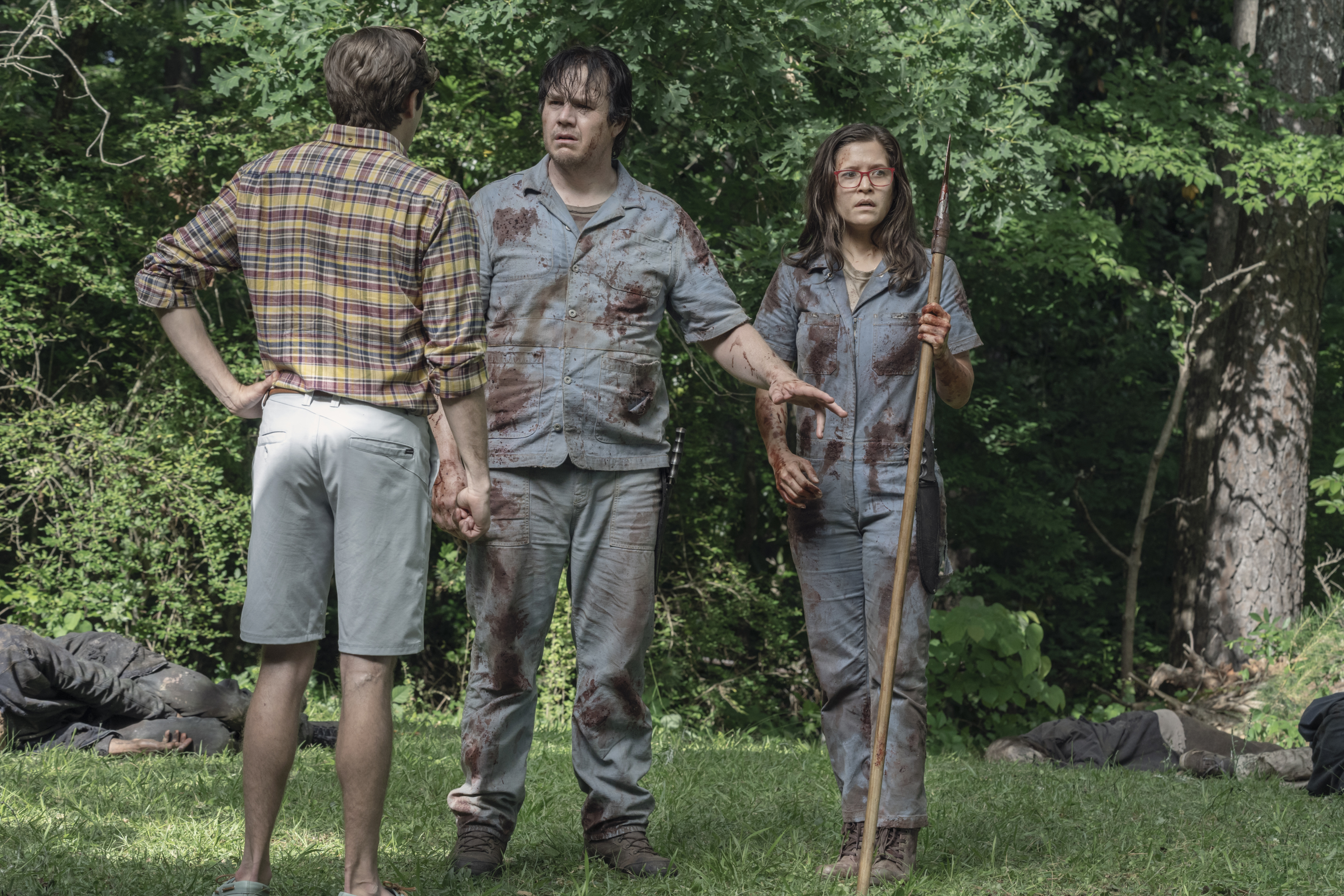 Josh McDermitt as Eugene Porter, Chelle Ramos as Stephanie, Teo Rapp-Olsson as Sebastian?- The Walking Dead _ Season 11, Episode 7 - Photo Credit: Josh Stringer/AMC