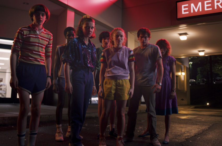 Noah Schnapp, Caleb McLaughlin, Millie Bobby Brown, Finn Wolfhard, Sadie Sink, Charlie Heaton, Natalia Dyer - Stranger Things (2019). Photo Credit: Netflix