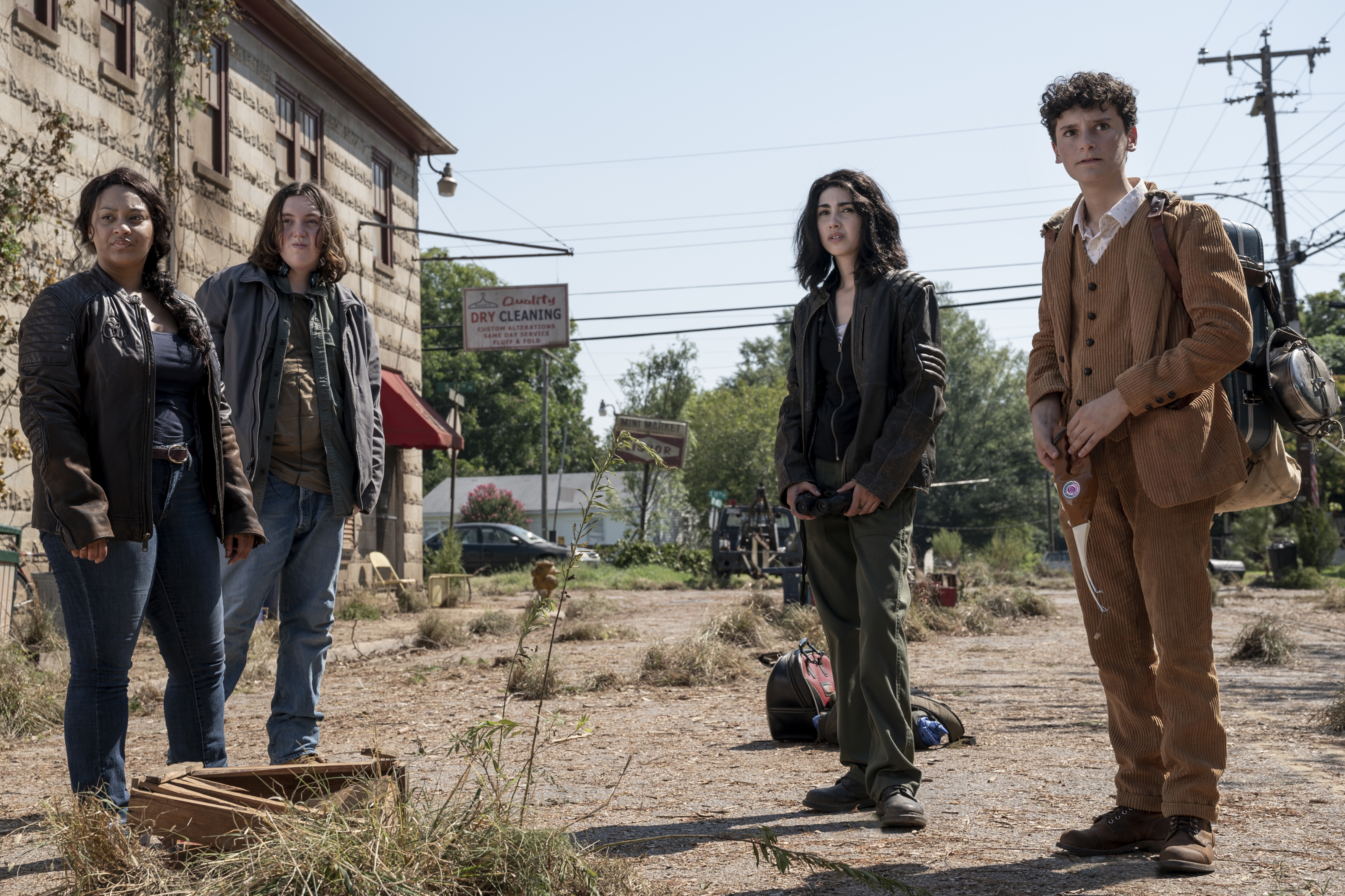 Alexa Mansour as Hope, Aliyah Royale as Iris, Hal Cumpston as Silas, Nicolas Cantu as Elton - The Walking Dead: World Beyond _ Season 1 - Photo Credit: Jojo Whilden/AMC