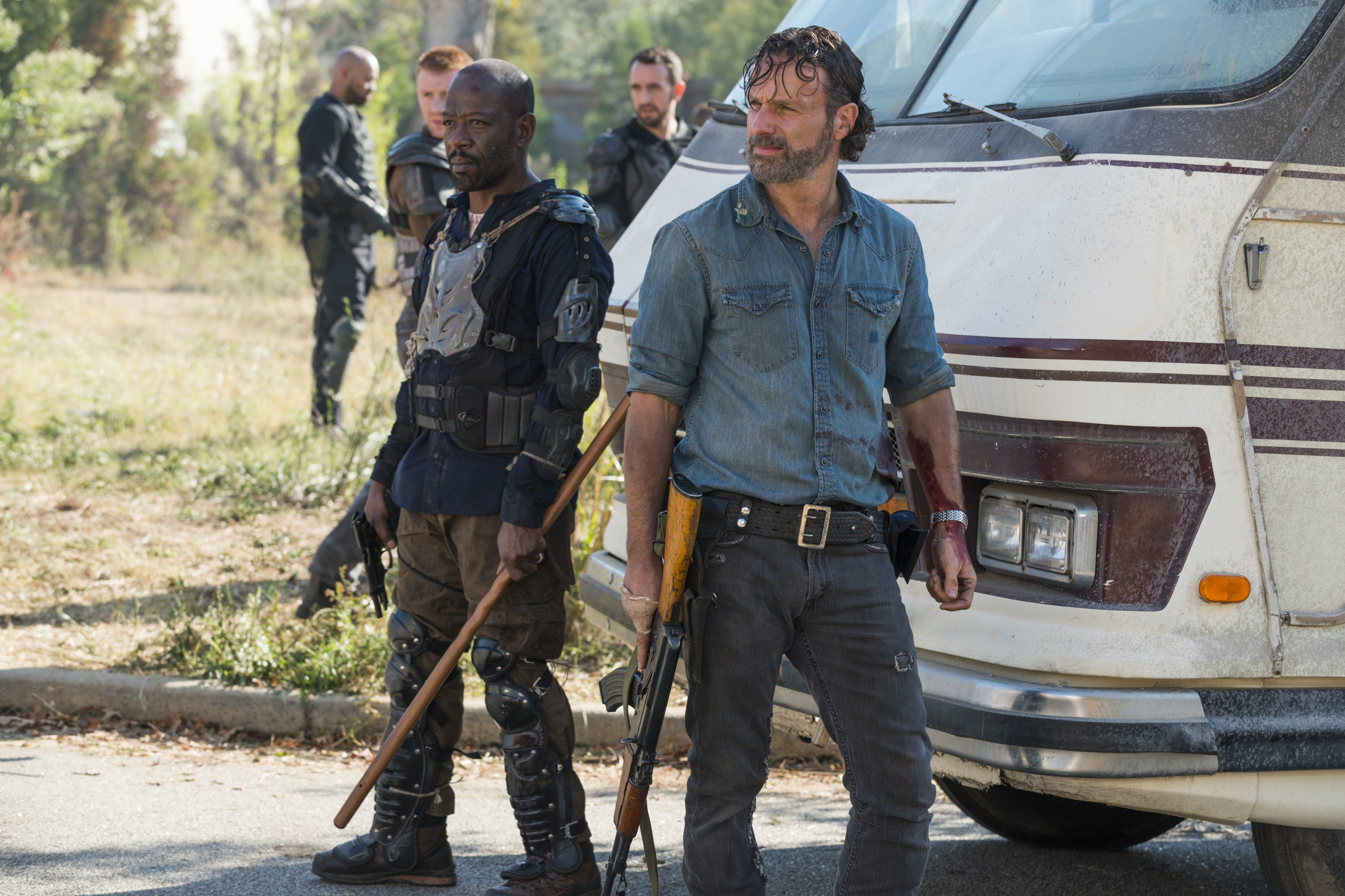 Lennie James as Morgan Jones, Andrew Lincoln as Rick Grimes?- The Walking Dead _ Season 7, Episode 16 - Photo Credit: Gene Page/AMC