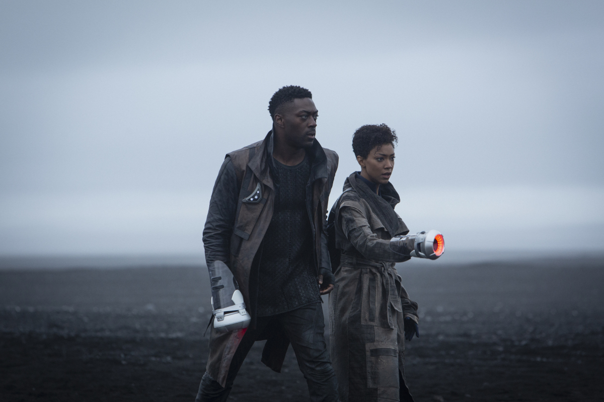 Pictured (l-r): David Ajala as Book; Sonequa Martin-Green as Burnham; of the the CBS All Access series STAR TREK: DISCOVERY. Photo Cr: Lilja J--nsd--ttir /CBS ?2019 CBS Interactive, Inc. All Rights Reserved.