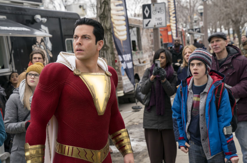 ZACHARY LEVI as Shazam and JACK DYLAN GRAZER as Freddy Freeman in New Line Cinema’s action adventure “SHAZAM!,” a Warner Bros. Pictures release. Photo Credit: Courtesy of Warner Bros. Pictures. Photo Credit: Courtesy of Warner Bros. Pictures