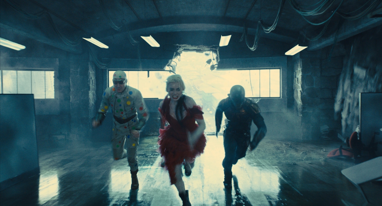 (L-r) DAVID DASTMALCHIAN as Polka Dot Man, MARGOT ROBBIE as Harley Quinn and IDRIS ELBA as Bloodsport in Warner Bros. Pictures? superhero action adventure ?THE SUICIDE SQUAD,? a Warner Bros. Pictures release.
Photo courtesy of Warner Bros. Pictures/? & ? DC Comics