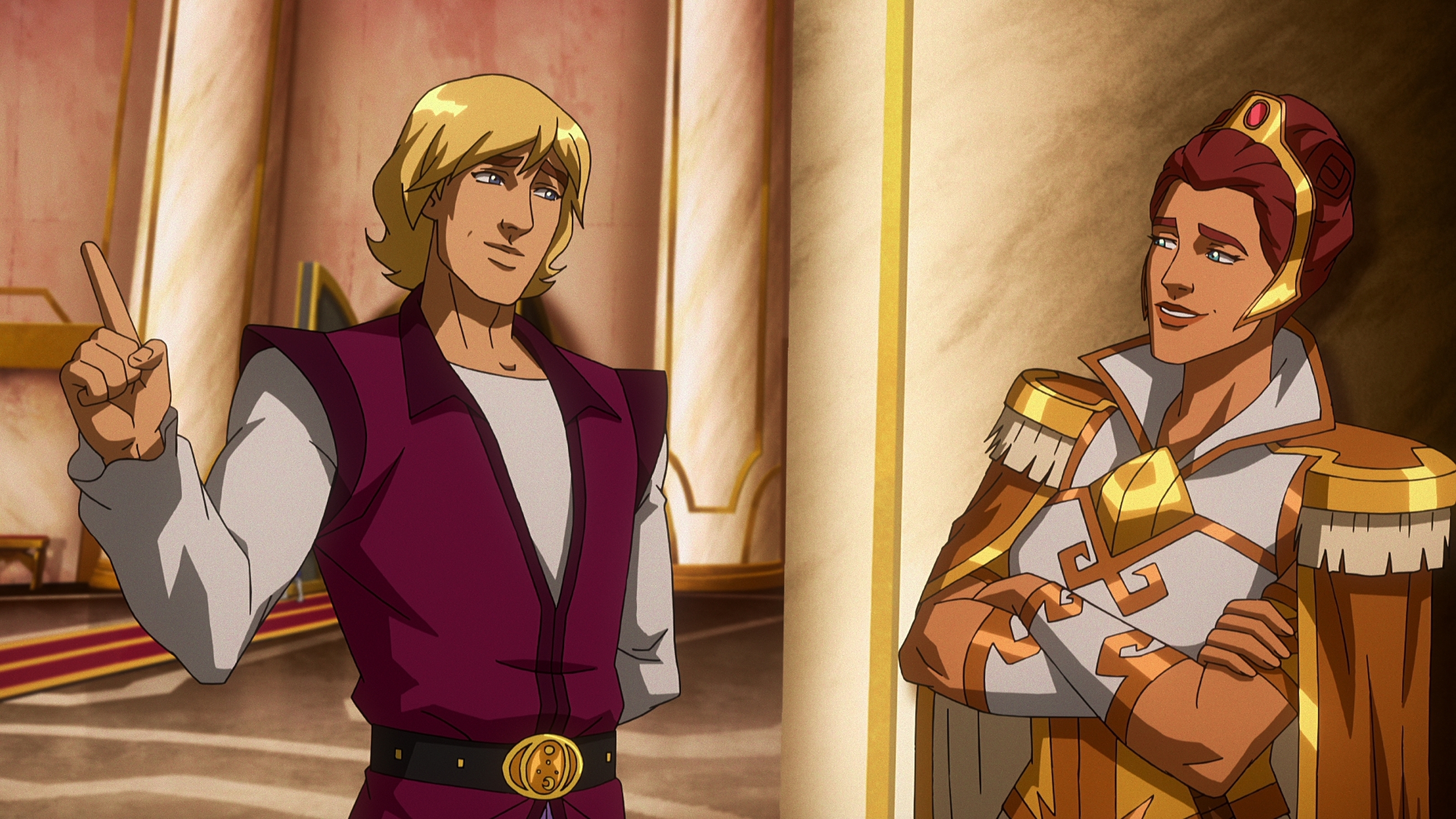 MASTERS OF THE UNIVERSE: REVELATION (L to R) CHRIS WOOD as PRINCE ADAM and SARAH MICHELLE GELLAR as TEELA in episode 101 of MASTERS OF THE UNIVERSE: REVELATION Cr. COURTESY OF NETFLIX ? 2021
