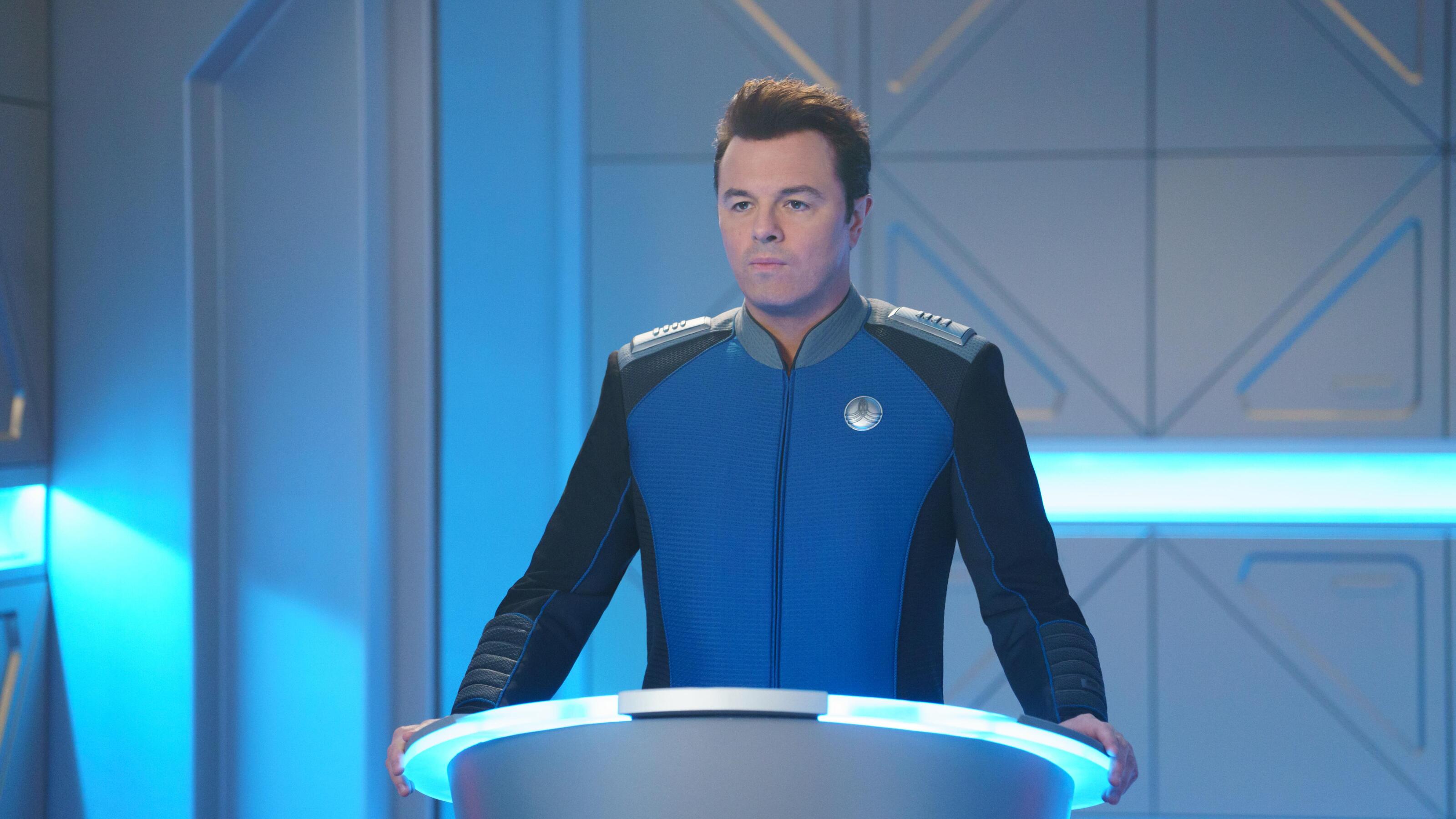 The Orville: New Horizons -- ?Domino? - Episode 309 -- The creation of a powerful new weapon puts the Orville crew ? and the entire Union ? in a political and ethical quandary. Capt. Ed Mercer (Seth MacFarlane), shown. (Photo by: Michael Desmond/Hulu)