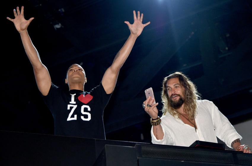 SAN DIEGO, CA - JULY 22: Actors Ray Fisher (L) and Jason Momoa during the
