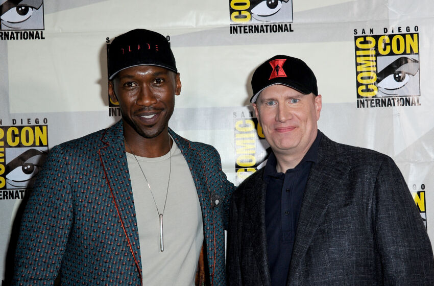 SAN DIEGO, CALIFORNIA - JULY 20: Mahershala Ali and Kevin Feige attend Marvel Studios Panel during 2019 Comic-Con International at San Diego Convention Center on July 20, 2019 in San Diego, California. (Photo by Albert L. Ortega/Getty Images)